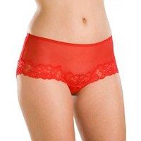 Camille Women's Three Pack Sheer Mesh Lace Boxer Shorts in Red | Size: 18-20