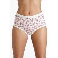 Camille Women's Three Pack High Waisted Comfort Briefs With Frilled Waist Line & Centre Bow in Pink | Size: 28-30