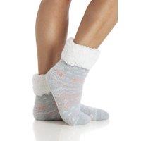 Camille Women's Soft & Fuzzy Fairisle Print Bed Socks in Grey