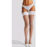 Ann Summers Women's Bridal Lace Top Glossy Hold Ups in White | Size: XS