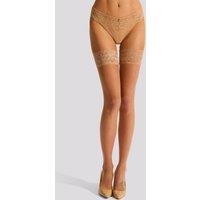 Ann Summers Women's Lace Top Glossy Hold Ups in Beige | Size: XS