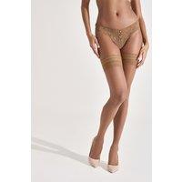 Ann Summers Women's Lace Top Glossy Hold Ups in Beige | Size: Small