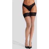 Ann Summers Women's Lace Top Glossy Hold Ups in Black | Size: Medium