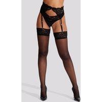 Ann Summers Women's Lace Top Glossy Stockings in Black | Size: Small
