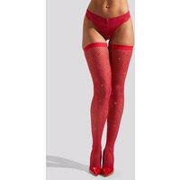 Ann Summers Women's Plain Top Diamante Hold Ups in Red | Size: XS