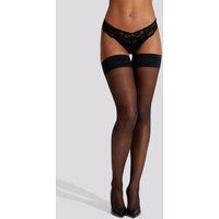 Ann Summers Women's Plain Top Hold Ups in Black | Size: Medium
