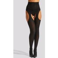 Ann Summers Women's High Waisted Crotchless Glossy Tights Black | Size: Small