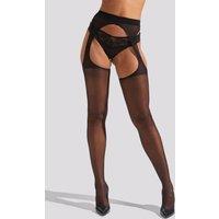 Ann Summers Women's Crotchless Glossy Tights in Black | Size: Small