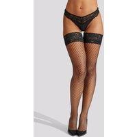 Ann Summers Women's Lace Top Fishnet Hold Up in Black | Size: XS