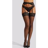 Ann Summers Women's Glossy Stocking & Suspender Set in Black | Size: XL