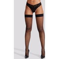 Ann Summers Women's Bridal Micro Fishnet Seamed Hold Ups in Black | Size: Medium