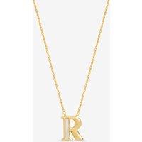 Inicio Women's 14K Real Gold Plated & Mother of Pearl Initial Pendant - R