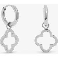 Jon Richard Women's Sterling Silver Plated Waterproof Clover Huggie Earrings