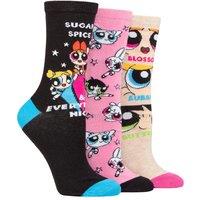 SOCKSHOP Women's 3 Pair Powerpuff Girls Cotton Socks | Size: 4-8