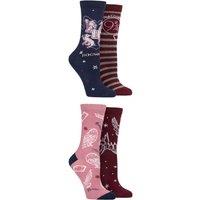 Harry Potter Women's 4 Pair Hogwarts Cotton Socks | Size: 4-8