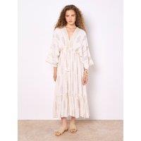 Apricot Women's Gold Shimmer Paisley Midi Dress in Cream | Size: 12
