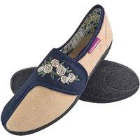 Dunlop Women's Adjustable Wide Fit Floral Slippers in Blue | Size: 8