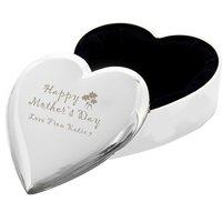 Personalised Memento Company Women's Personalised Happy Mothers Day Heart Trinket Box in Metallic Silver