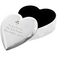 Personalised Memento Company Women's Personalised Teacher Heart Flowers Trinket Box in Silver