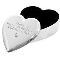 Personalised Memento Company Women's Personalised Butterfly Heart Trinket Box in Metallic Silver