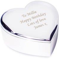 Personalised Memento Company Women's Personalised Heart Trinket Box in Metallic Silver