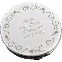 Personalised Memento Company Women's Personalised Ornate Heart Compact Mirror in Silver
