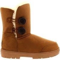 VIVA Freya: Women's Double Button Faux Fur Lining Mid-Calf Winter Boots in Tan | Size: 3