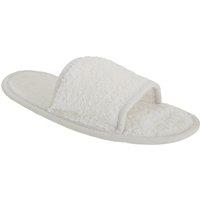 Towel City Women's Classic Terry Slippers (Open Toe) in White | Size: 4