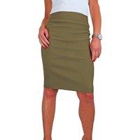 Paulo Due Women's Stretch Bodycon Pencil Skirt 22 in Light Khaki | Size: 16