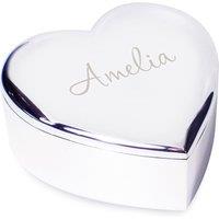 Personalised Memento Company Women's Personalised Name Only Heart Trinket Box in Silver