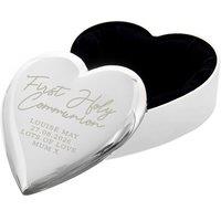 Personalised Memento Company Women's Personalised First Holy Communion Heart Trinket Box in Silver