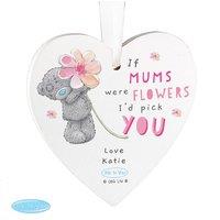 Personalised Memento Company Women's Personalised Me To You If... Were Flowers Wooden Heart Decoration in White