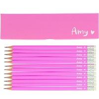 Personalised Memento Company Women's Personalised Heart Box & 12 Pink HB Pencils