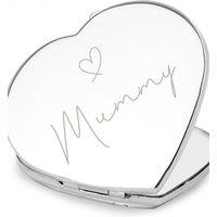 Personalised Memento Company Women's Personalised Diamante Heart Compact Mirror in Metallic Silver