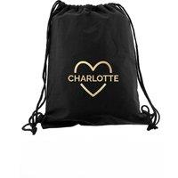 Personalised Memento Company Women's Personalised Gold Heart Kit Bag in Black