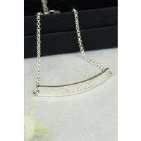 Personalised Memento Company Women's Personalised Name Only Silver Tone Bar Bracelet in Metallic Silver