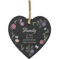 Personalised Memento Company Women's Personalised Wild Flowers Slate Heart in Black