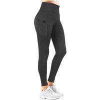 AQUARIUS Women's Highwaist 'Workout Leggings' Side Pockets & Line Effect in Grey | Size: 4