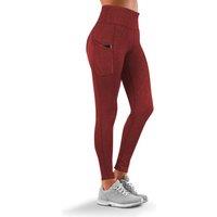 AQUARIUS Women's Highwaist 'Workout Leggings' with Top Pockets & Line Effect in Stone | Size: 4