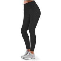 AQUARIUS Women's Highwaist 'Workout Leggings' with Top Pockets & Line Effect in Black | Size: 4
