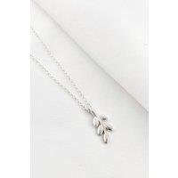 Mia Gioielli Women's S925 Sterling Silver Vertical Olive Leaf Pendant Necklace | Size: 45 cm