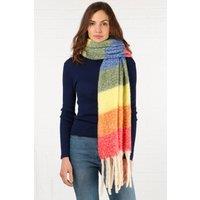 Sarta Women's Rainbow Winter Scarf Heavyweight Bold Multicoloured Tasseled Shawl