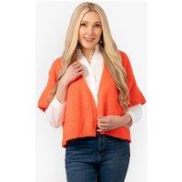 Sarta Women's Amelia Short Sleeve Wool Blend Cardigan in Coral