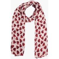 Sarta Women's Kara Sketched Love Hearts Lightweight Scarf in Cream
