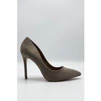 Miss Diva Women's Mila High Stiletto Heel Faux Suede Court Shoes in Taupe | Size: 6