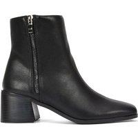 XY London Women's 'Willow' Square Toe Zip Up Mid Block Heel Ankle Booties in Black | Size: 3