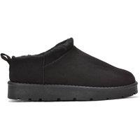 XY London Women's 'Maeve' Faux Fur Lined Slip On Flat Mini Snug Booties in Jet Black | Size: 4