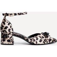 Linzi Women's Orla Leopard Print Scuba Low Block Court Heel in Yellow | Size: 5-Standard Fit