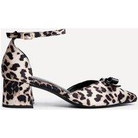 Linzi Women's Orla Leopard Print Scuba Low Block Court Heel in Yellow | Size: 7-Standard Fit