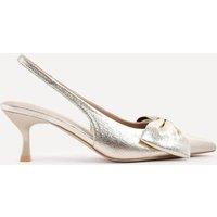 Linzi Women's Merlot Gold Faux Leather Slingback Court Heels | Size: 4-Standard Fit